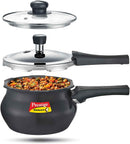 Prestige Deluxe Duo Plus Induction Base Hard Anodized Pressure Cooker with Glass Lid 2 Liters