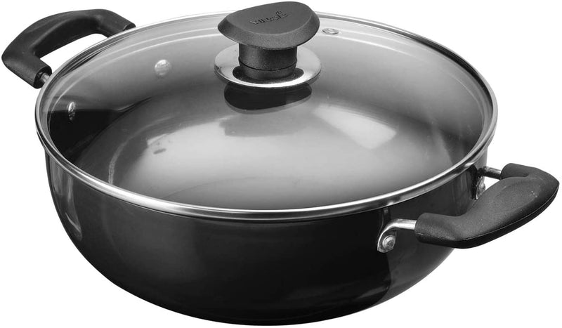 Vinod Hard Anodized Deep Kadai with Glass Lid - 24cm 3.1 Liters