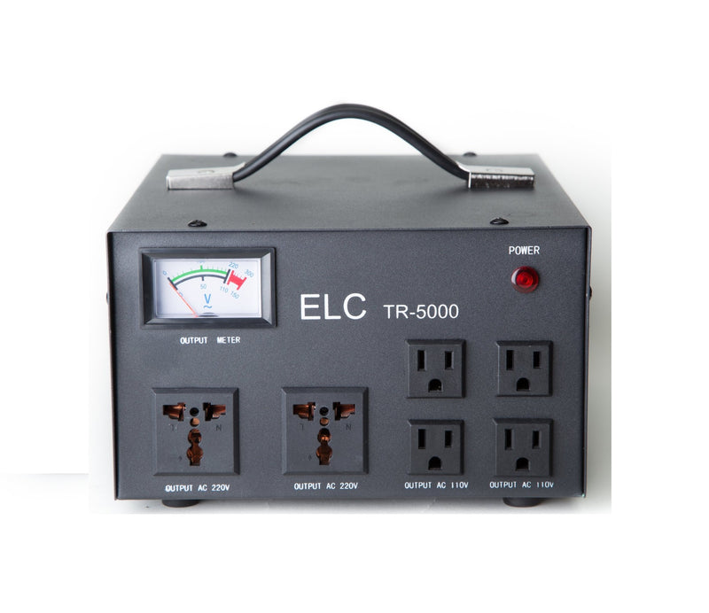ELC TR-5000 5000 Watt Voltage Regulator with Transformer - Step Up/Down - 110V/220V - Circuit Breaker Protection