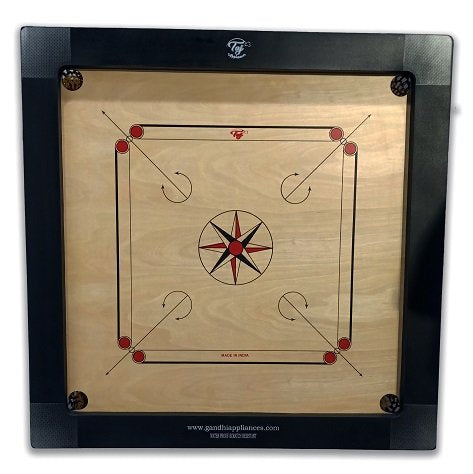 Taj Deluxe Carrom Board with Coins, Striker and Powder, 16mm