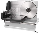 Daewoo DMS-1985 meat slicer with a stainless steel blade and a black plastic body, featuring a control knob on the top.