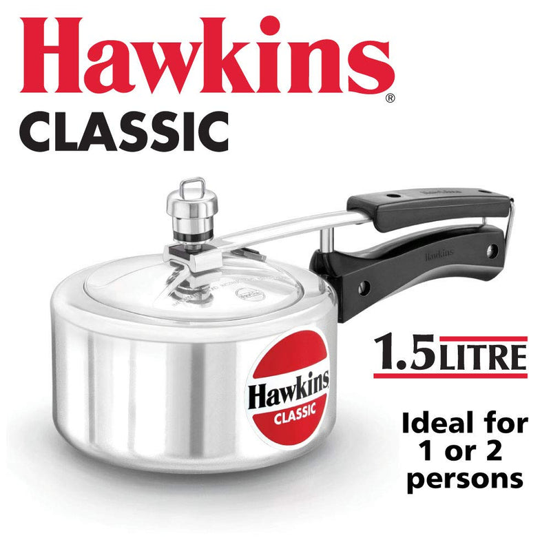 1.28 Kg Silver Hawkins Classic 1.5 Litre Pressure Cooker
