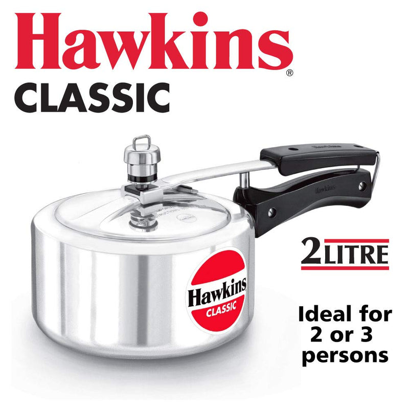 Hawkins CL-20 Classic Aluminum Pressure Cooker, 2 Litre, Silver