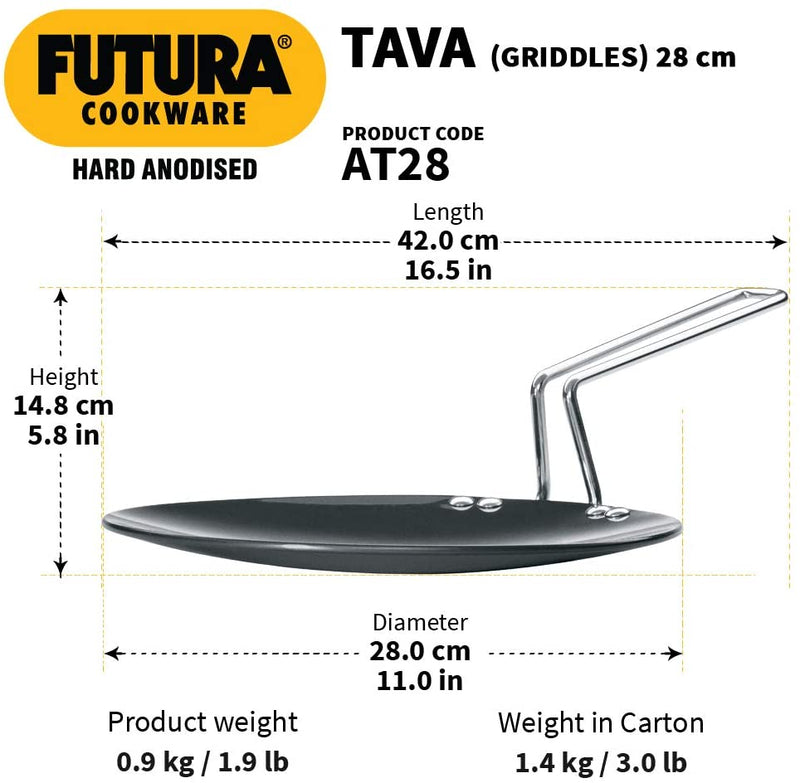 Futura L59 Hard Anodised Tawa / Griddle 28cm Diameter