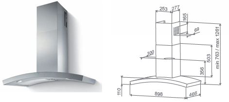 Multistar MDUW36DSS Wall Mounted Chimney Hood for 220-240 Volts