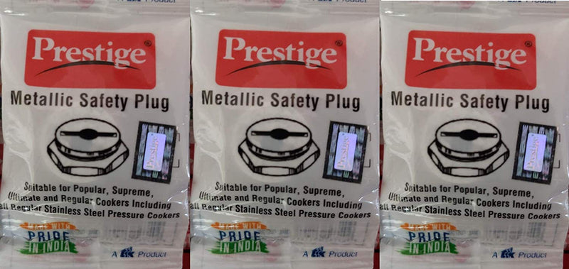 Prestige Metallic Safety Plug Valve For Popular, Triply, Ultimate, Popular+ Aluminum Stainless Steel Pressure Cookers, 3-Pack