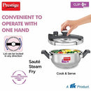 Prestige Svachh Clip-on 3.5 Litre Stainless Steel Pressure Cooker Kadai with Glass Lid