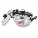Prestige Svachh Clip-on 3.5 Litre Stainless Steel Pressure Cooker Kadai with Glass Lid