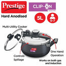 Prestige Svachh Clip-on 5 Liter Hard Anodised Pressure Cooker Handi with Glass Lid