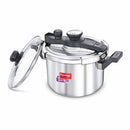 Prestige Svachh Clip-on 5 Litre Stainless Steel Pressure Cooker with Glass Lid