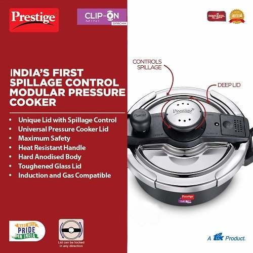 Prestige Svachh Clip-on Mini Hard Anodized 3 Litre Pressure Cooker