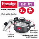 Prestige Svachh Clip-on 3 Litre Hard Anodised Mini Pressure Cooker Handi with Glass Lid