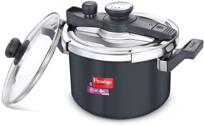 Prestige Svachh Clip-on 5 Litre Hard Anodised Pressure Cooker, Black