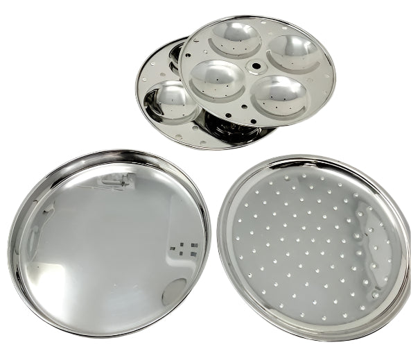 Tabakh Stainless Steel Cooker with Steam, Idli, Dhokla Multi Stand 4 Plates, Induction Friendly