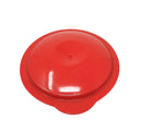 Red plastic lid for a Tabakh Prime grinder, featuring a smooth finish with a central opening.