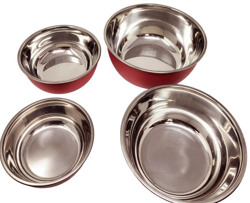 TABAKH Stainless Steel Bowls Set 4pcs, Red
