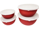 TABAKH Stainless Steel Bowls Set 4pcs, Red