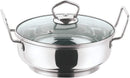 Vinod Induction Friendly Stainless Steel Kadai With Glass Lid 20cm 1.7 Liters