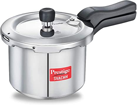 Prestige Popular Plus Svachh Aluminium Pressure Cooker, 3.0 Litre - Silver