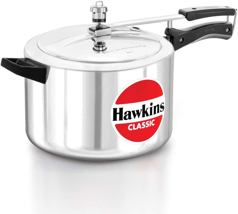 Hawkins Classic CL8W 8 L Aluminum Wide Body Pressure Cooker, Medium, Silver, 8-Liter