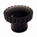 Black plastic knob on a white background