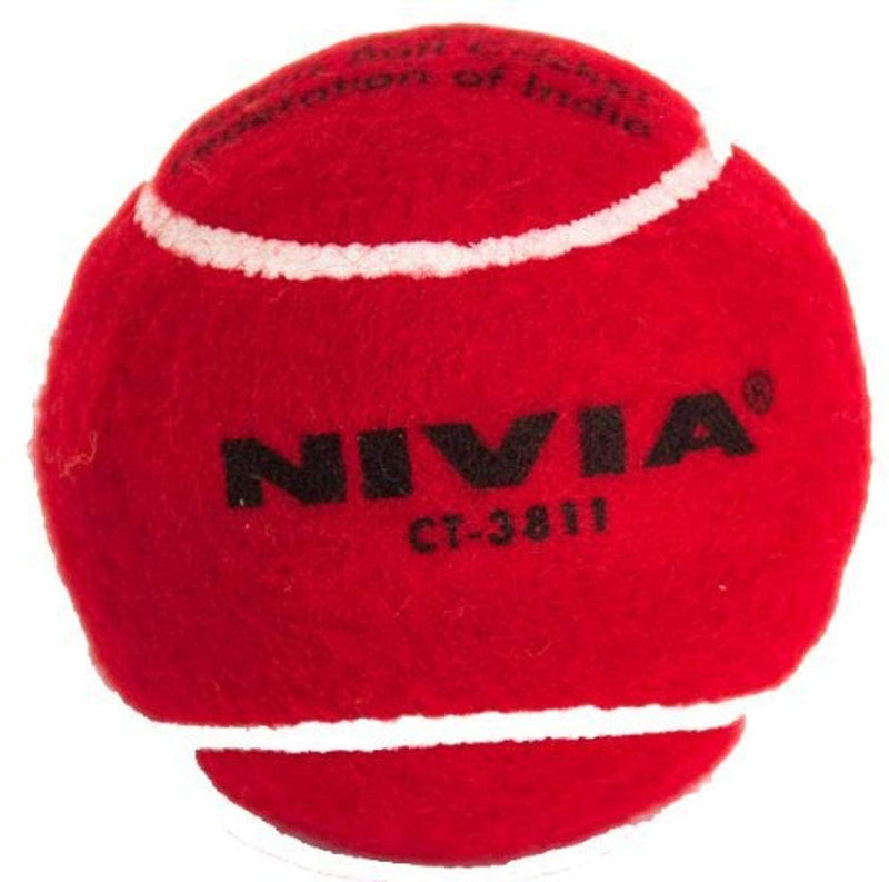 Nivia CT-3811 Heavy Hard Tennis Ball Cricket 6 Pack - Red