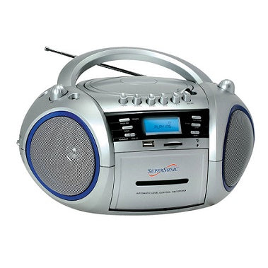 SuperSonic SC-183UM Portable MP3/CD Cassette Recorder with AM/FM Radio