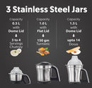 Preethi Steele 3-Jar Mixer Grinder 550 Watt, 110 Volts for USA & Canada