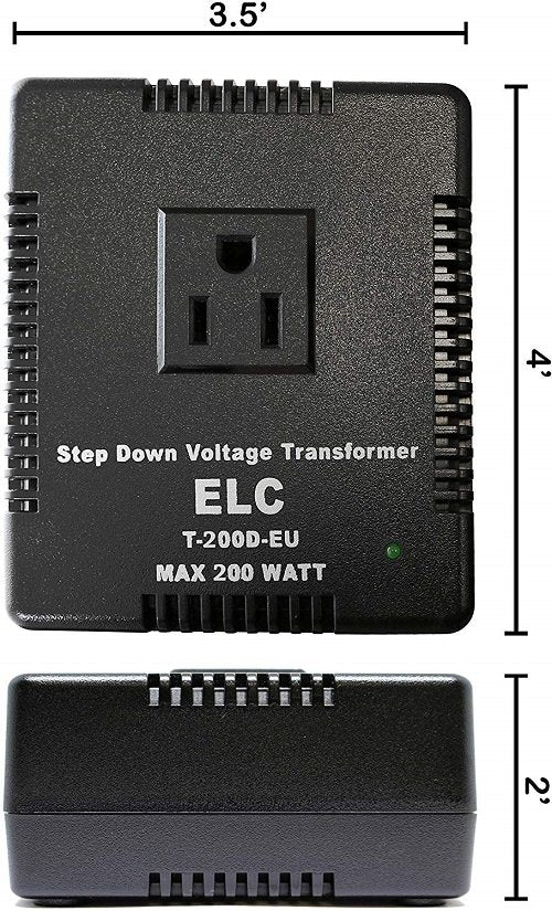 ELC 200 Watt Voltage Converter Transformer Heavy Duty Compact - Step Down - 220/240 to 110/120 Volt - Light Weight - Travel - for Hair Straightener, Toothbrush, TVs, Laptops, Chargers