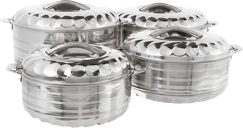 Tabakh Stainless Steel Cold Hot Pot Food Insulated Casserole Double Wall 4pc Set