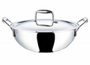Vinod Platinum Triply Stainless Steel Extra Deep Kadai with Lid - 24cm (3.2L) (Induction Friendly)