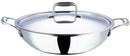 Vinod Platinum Triply Stainless Steel Deep Kadai with Lid - 24cm (2.5L) (Induction Friendly)